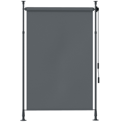 Outsunny Toldo manual retrátil de pé comprimento ajustável manivela instalação sem perfuração metal alu. poliéster cinza escuro