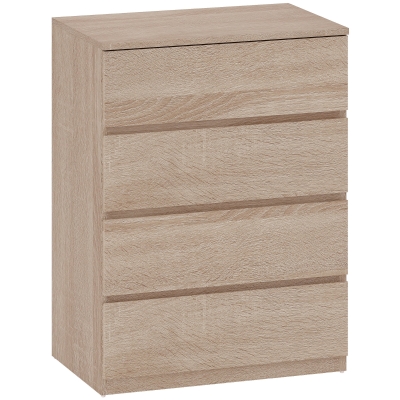 HOMCOM Cassettiera 4 Cassetti in Legno 60x40x80 cm color Faggio