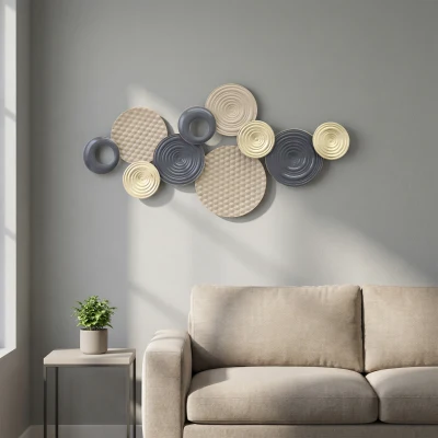 HOMCOM Metal Wall Art Modern Multi-Disc Design Decor