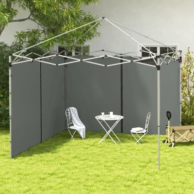 Outsunny Painéis laterais de reposição Barnum painéis laterais para gazebo 3 x 3 ou 3 x 6 m 2 peças cinzento escuro