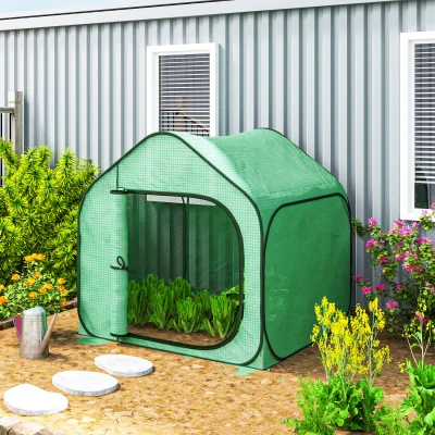 Outsunny Mini estufa pop-up pequena estufa legumes plantas flores com porta com zíper em PE 150 x 148 x 148 cm verde