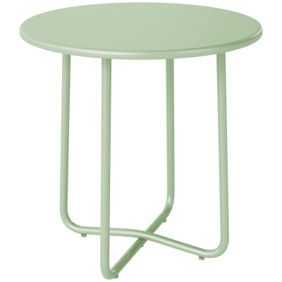 Outsunny Außen-Couchtisch mit umgerolltem Rand, X-förmige Basis mit höhenverstellbaren Füßen, für Wohnzimmer Terrasse, Ø48x51cm, Vert
