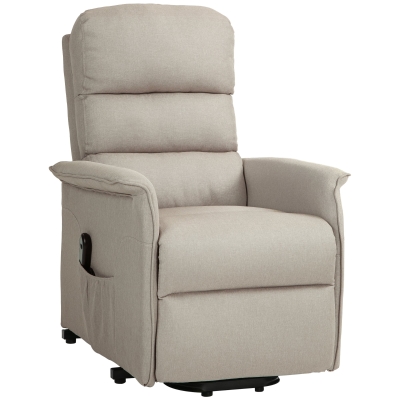 HOMCOM Poltrona Alzapersona Reclinabile con Poggiapiedi Beige
