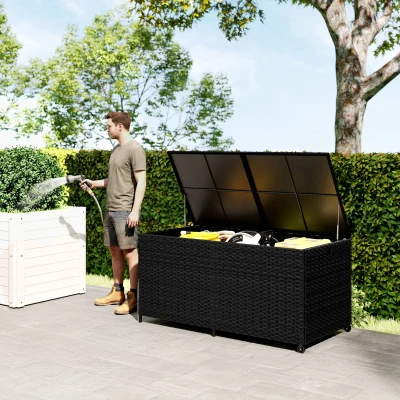 Outsunny Rattan Garden Storage Box 650L Black