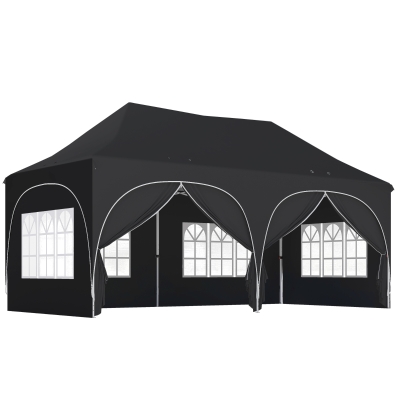 Outsunny Pop Up Gazebo Tent 3x6m with Sides Black
