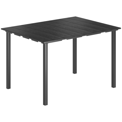 Outsunny Mesa de Comedor de Jardín para 6 Personas con Superficie de HDPE Estructura Metálica para Patio 120x90x74 cm Negro