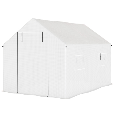 Outsunny Serre Tunnel 6m² Acier Galvanisé PE Blanc