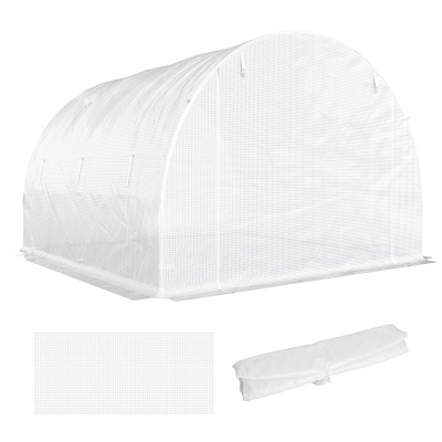 Outsunny Bâche Serre 9m² PE Anti-UV 3x3x2m Blanc