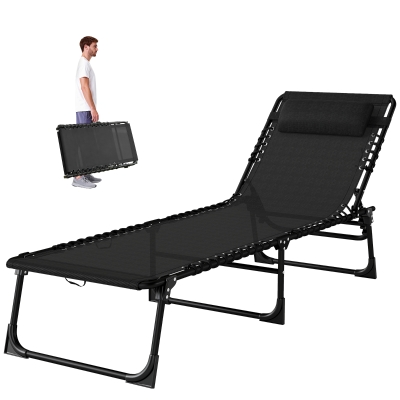 Outsunny Bain de Soleil Pliable Multi-Positions 189cm Noir