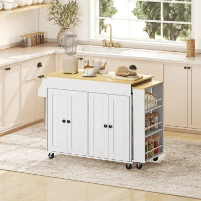 HOMCOM Isola da Cucina 189.2x50x87.8 cm Bianco
