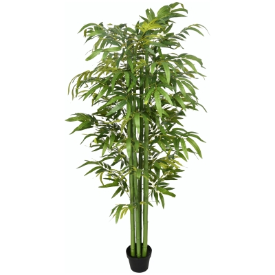 HOMCOM Plante Artificielle Bambou 180cm avec Pot Décoratif Vert