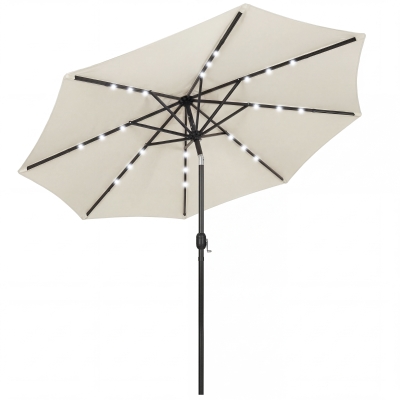 Outsunny Garden Parasol LED Solar Light Cream White 2.6m