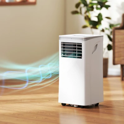 HOMCOM Aire acondicionado portátil 10000BTU, aire acondicionado portátil 4 en 1 refrigeración deshumidificador ventilador modo noche, blanco