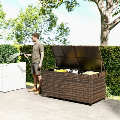 Outsunny Rattan Garden Storage Box 650L Brown