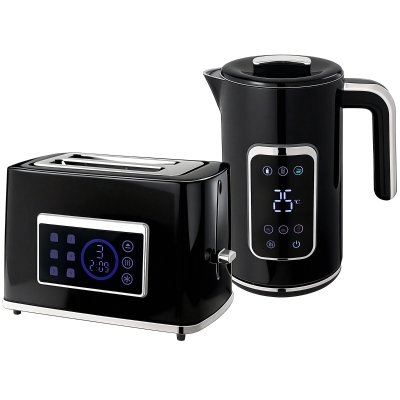 HOMCOM Touch Screen Kettle & Toaster Set Black