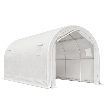 Outsunny Garaje Exterior para Coche 3x6 m Impermeable con Tejido PE Resistente Marco de Metal Galvanizado UPF 30+ Blanco
