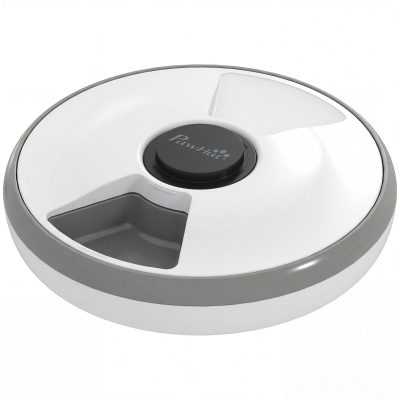 PawHut Distributeur Automatique 6 Repas LED Sans Fil Gris