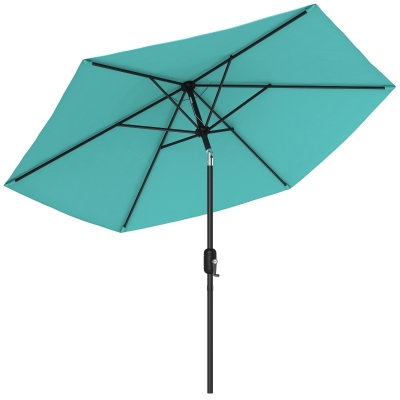 Outsunny Patio Parasol Aluminium Tilt Crank Turquoise 2.6m
