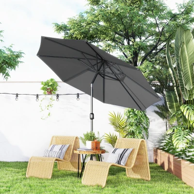 Outsunny Parasol Ø3m Métal Gris Polyester Inclinable