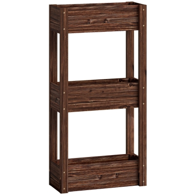 Outsunny 3-Tier Wooden Raised Garden Planter with Liner