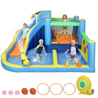 AIYAPLAY Château Gonflable 9-en-1 avec Souffleur Multicolore