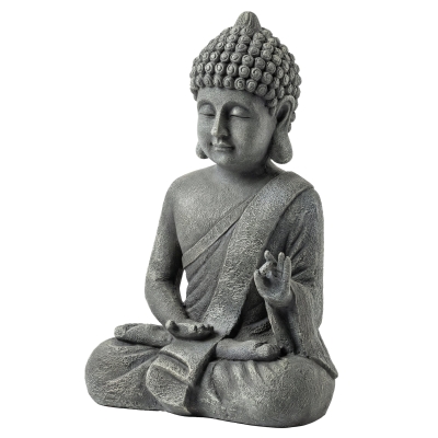 Outsunny Statue Bouddha Oxyde Magnésium Gris Foncé 51cm