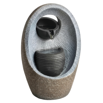 Outsunny 2-Tier Resin Water Fountain with Pump & LED Lights