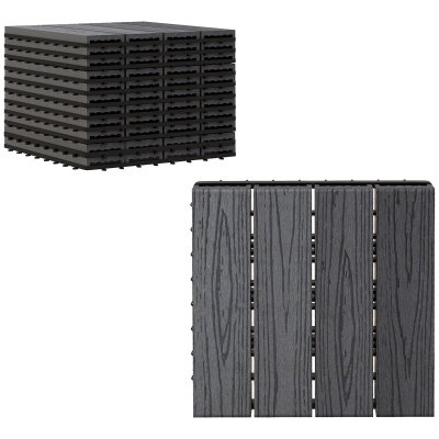 Outsunny WPC Interlocking Decking Tiles Pack of 11 Grey