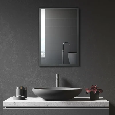 kleankin Wall-Mounted Bathroom Cabinet with Mirror Black 40x12x60cm