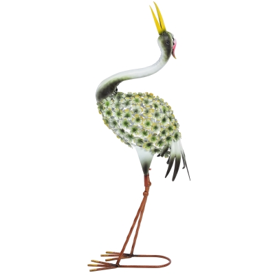 Outsunny Statue Héron Métal 71cm Vert pour Jardin et Terrasse