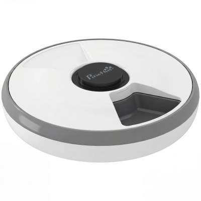 PawHut Alimentador automático, dispensador sem fio com temporizador para até 6 refeições, display LED, pack refrigerante Cinza