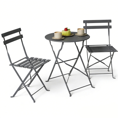 Outsunny Set Bistro Jardin Pliable Table 2 Chaises Métal Noir