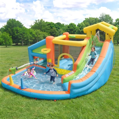 Château gonflable pour enfants avec parc aquatique, Multicolore