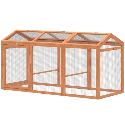 PawHut Poulailler Bois Métal 4 Poules 156x70,5x84cm Orange