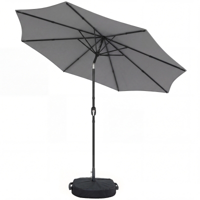 Outsunny Garden Parasol Umbrella with Base Light Grey 2.7m