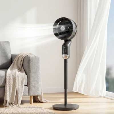 HOMCOM 20 dB Silent Standing Fan, 41" Pedestal Fan with Remote, 85° Oscillating, 8 Speeds, Adjustable Height, 12H Timer