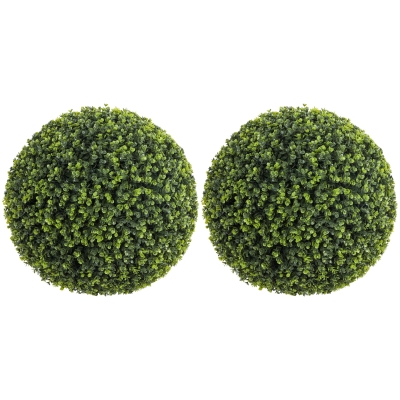 HOMCOM Boules Eucalyptus Artificielles 52cm Lot de 2 Int/Ext UV
