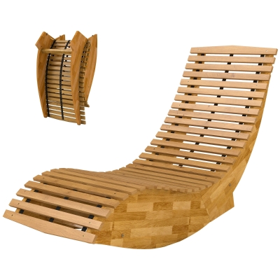 Outsunny Transat Bois Acacia Pliable Ergonomique 60x156x77cm