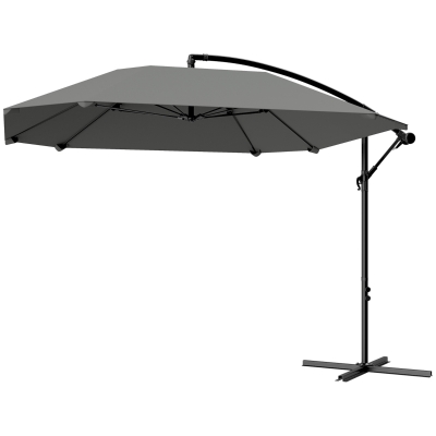 Outsunny Parasol Déporté 3m Inclinable Polyester Gris Foncé