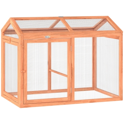 PawHut Coteț pentru găini adăpost exterior cu tijă pentru odihnă și uși duble, din lemn și metal, pentru 2 găini, 104 x 70,5 x 84 cm Portocaliu