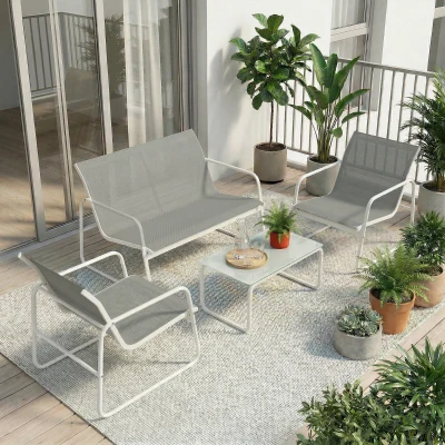 Outsunny Mobili da Giardino 112x73x74 cm Grigio chiaro e bianco