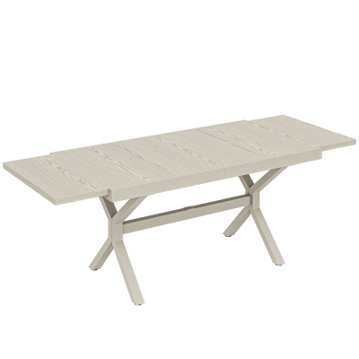 Outsunny Mesa de Comedor Exterior Extensible 154/214 cm para 8-10 Personas de Aluminio Acero con Tapa Imitación Madera Gris