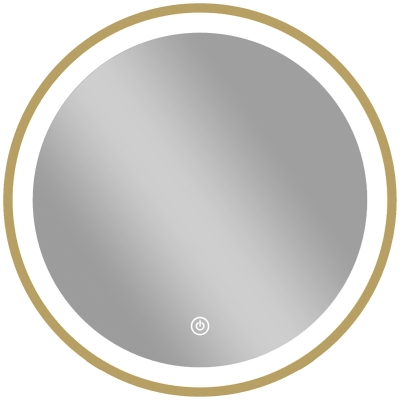 HOMCOM Oglindă de baie cu iluminare LED rotundă 40 cm, oglindă luminoasă de perete cu 3 temperaturi de culoare, reglabilă, auriu