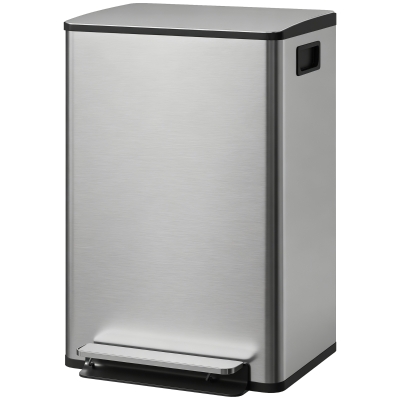 HOMCOM Poubelle Cuisine 50L à Pédale Argent