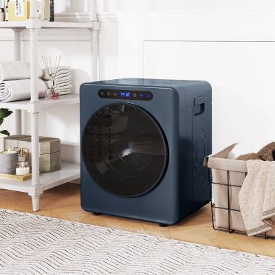 HOMCOM 5kg Afvoerdroger, 1000W Compacte Vrijstaande Frontlader-Wasdroger met Roestvrijstalen Trommel, Timer, Blauw