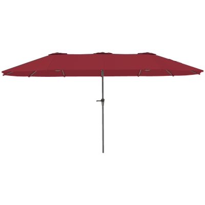 Outsunny Parasol Double 4x2.2m Métal Polyester Noir Rouge