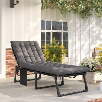 Outsunny Transat Pliant Large Jardin Dossier 5 Positions Matelas