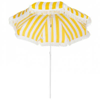 Outsunny Parasol Plage 1,8m Jaune Inclinaison + Sac Transport