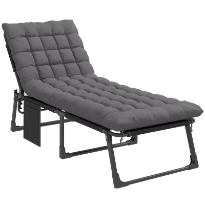 Outsunny Lettino prendisole 190cm x 68cm x 34cm Grigio scuro