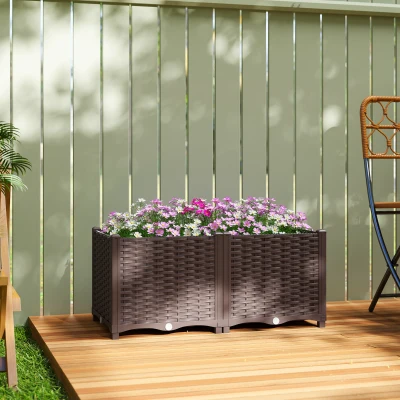 Outsunny Raised Garden Bed Plastic Self-Watering with Drainage